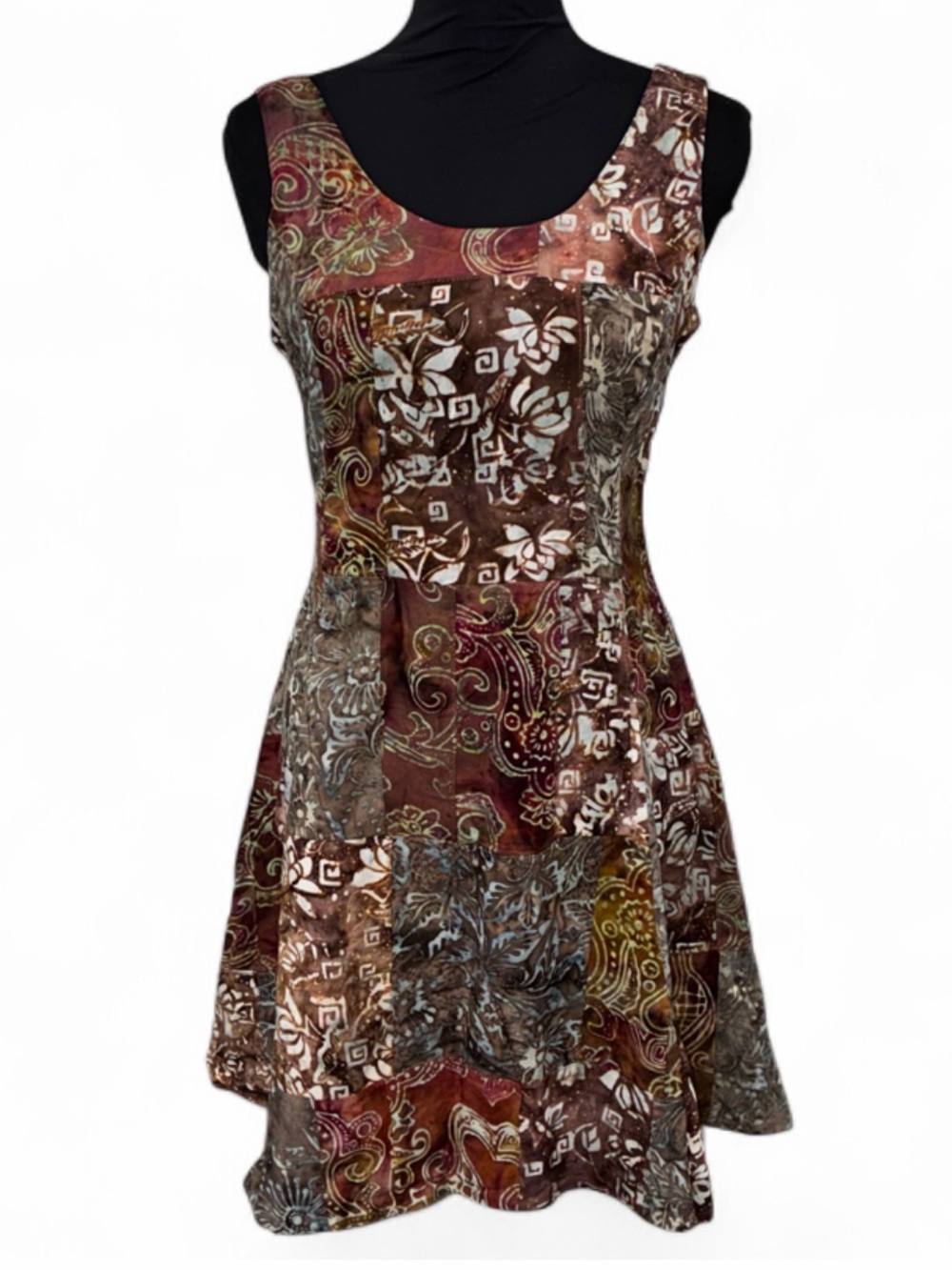 Patchwork Floral & Paisley Dress  - Brown Multi